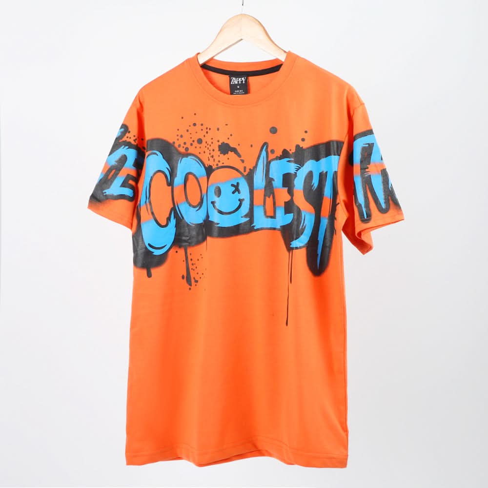 Men's Half Sleeves Printed T-Shirt - Orange, Men's T-Shirts & Polos, Chase Value, Chase Value
