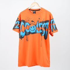 Men's Half Sleeves Printed T-Shirt - Orange, Men's T-Shirts & Polos, Chase Value, Chase Value