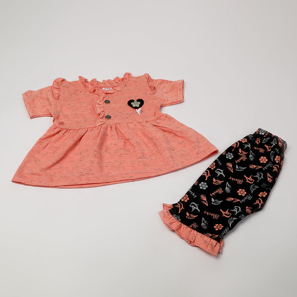 Girls Half Sleeves Suits - Peach
