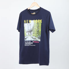 Men's Half Sleeves Printed T-Shirt - Navy Blue, Men's T-Shirts & Polos, Chase Value, Chase Value