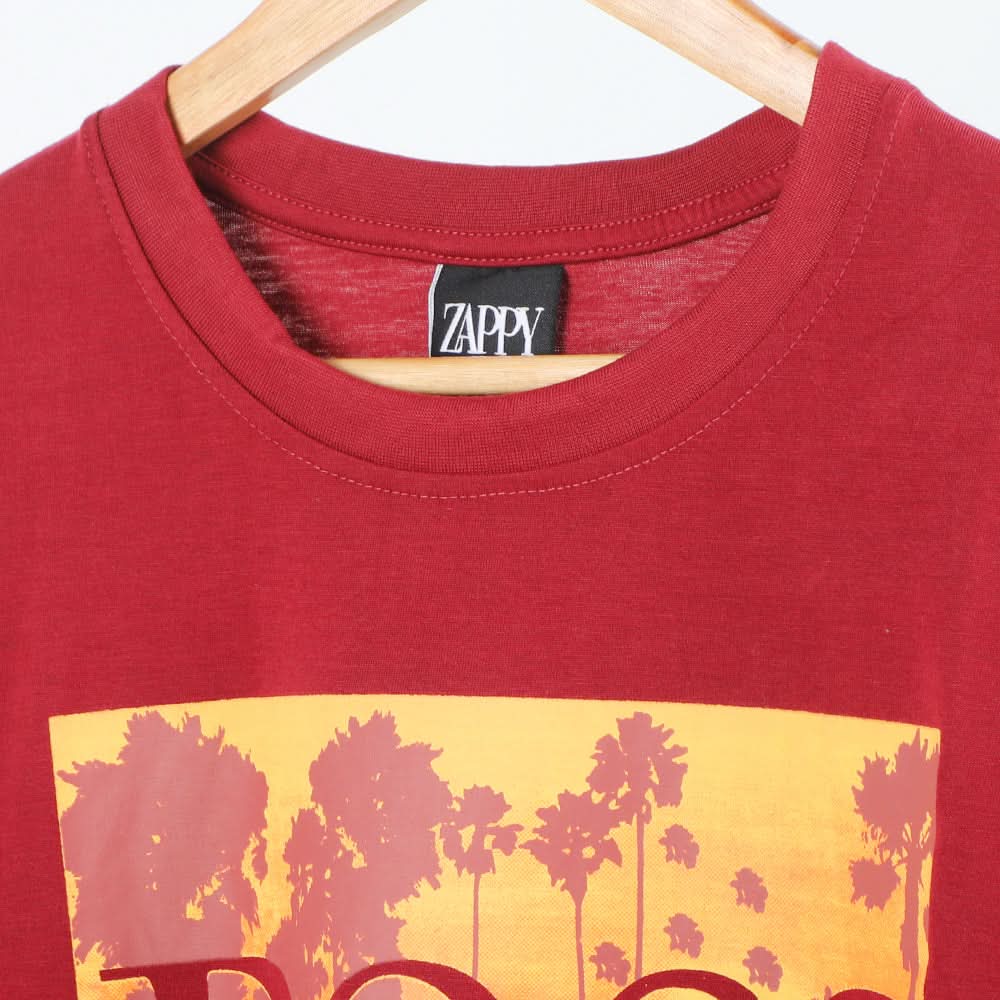Men's Half Sleeves Printed T-Shirt - Maroon, Men's T-Shirts & Polos, Chase Value, Chase Value
