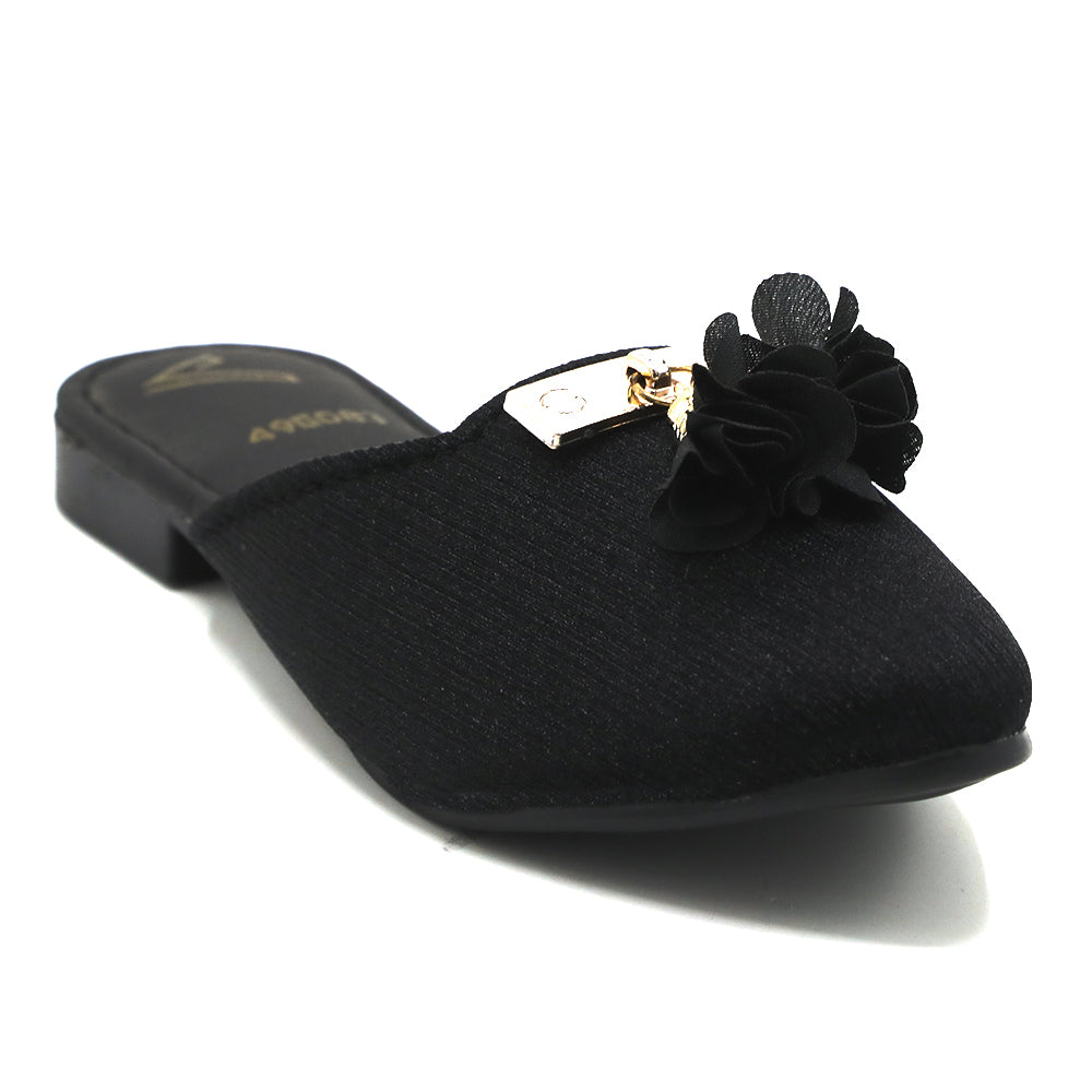 Girls Backless Pump Slipper - Black, Girls Backless Pump, Chase Value, Chase Value