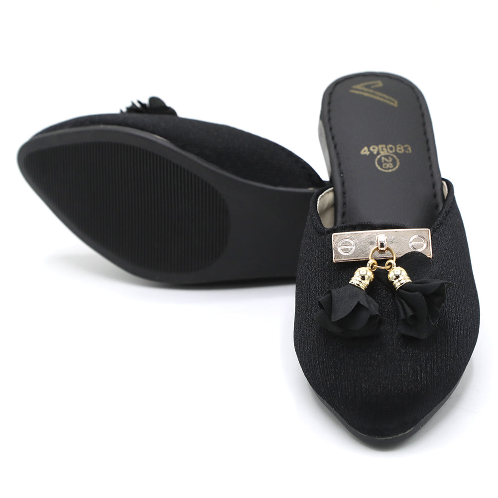 Girls Backless Pump Slipper - Black, Girls Backless Pump, Chase Value, Chase Value