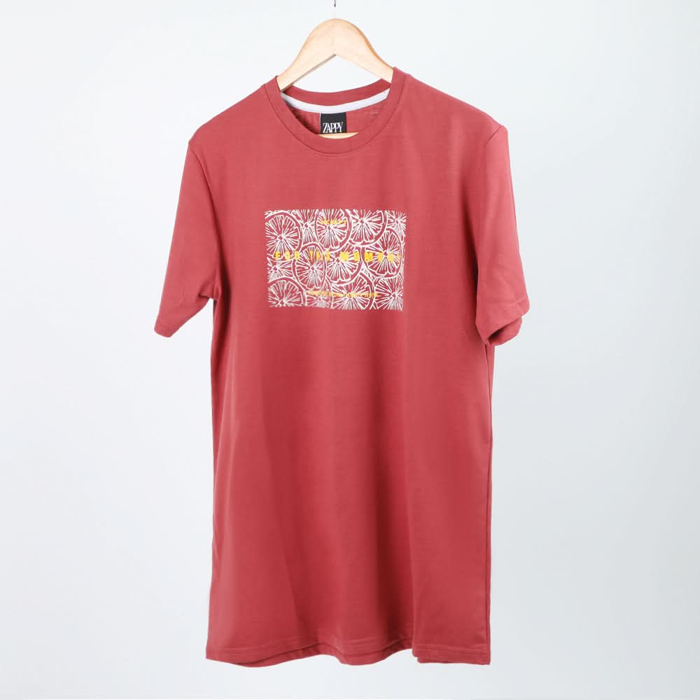 Men's Half Sleeves Printed T-Shirt - Burgundy, Men's T-Shirts & Polos, Chase Value, Chase Value