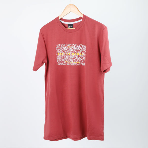 Men's Half Sleeves Printed T-Shirt - Burgundy