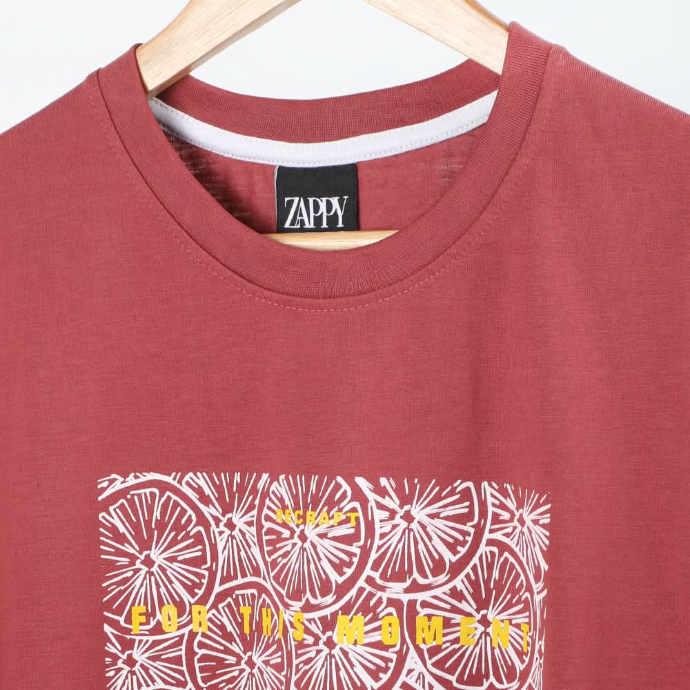 Men's Half Sleeves Printed T-Shirt - Burgundy, Men's T-Shirts & Polos, Chase Value, Chase Value