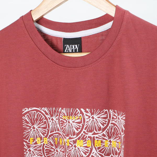 Men's Half Sleeves Printed T-Shirt - Burgundy