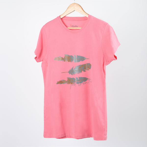 Women's Printed Half Sleeves T-Shirt - Pink, Women T-Shirts & Tops, Chase Value, Chase Value
