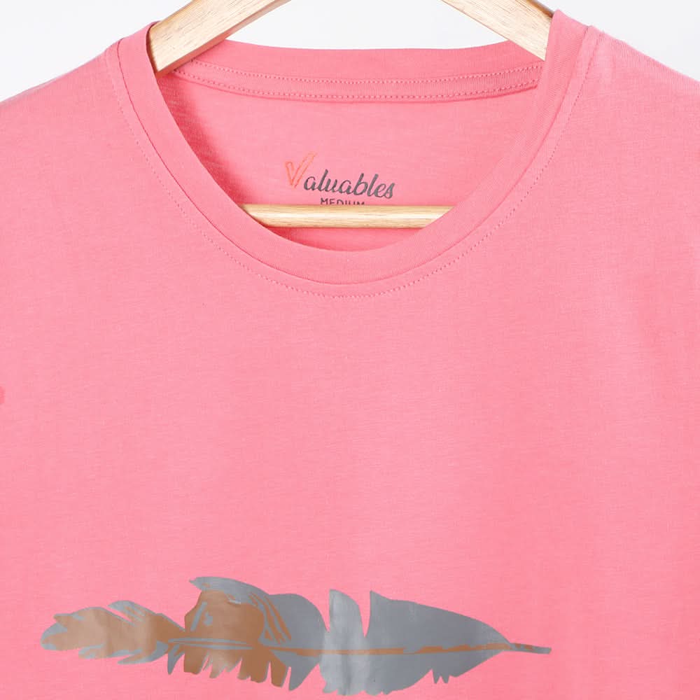 Women's Printed Half Sleeves T-Shirt - Pink, Women T-Shirts & Tops, Chase Value, Chase Value