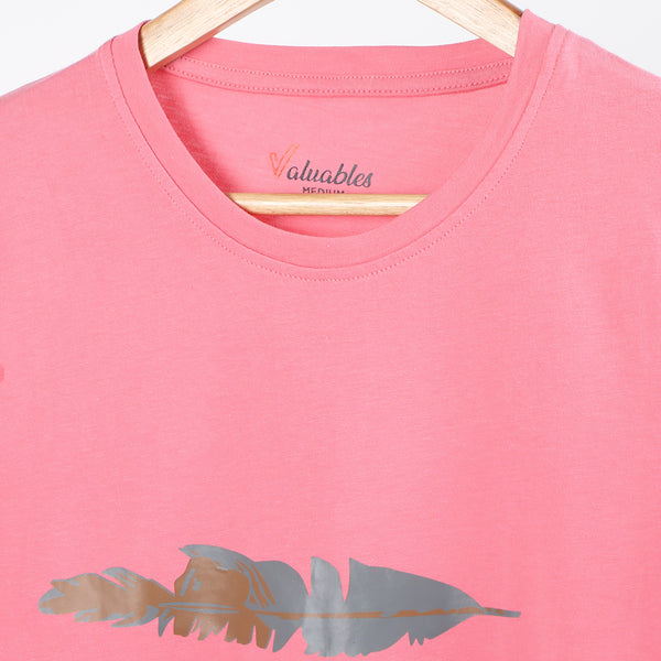 Women's Printed Half Sleeves T-Shirt - Pink