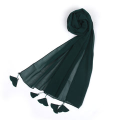 Women's Plain Georgette Stole - Forest Grey