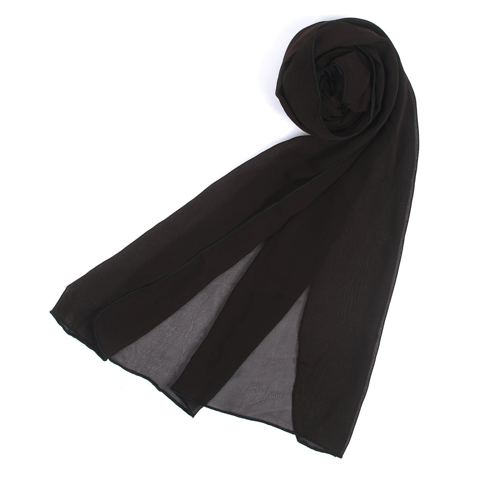 Women's Plain Georgette Stole - Dark Brown, Women Shawls & Scarves, Chase Value, Chase Value