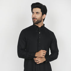 Eminent Men's Trim Fit Kurta Pajama - Black