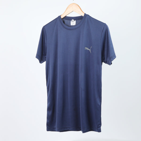 Men's Plain Half Sleeves Round Neck T-Shirt - Navy Blue