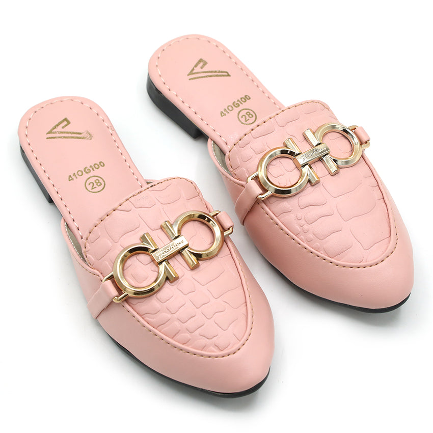 Girls Backless Pump Slipper - Pink