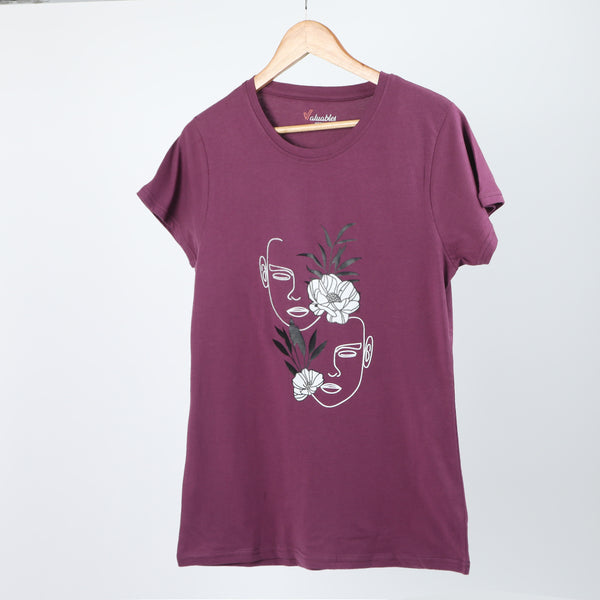 Women's Printed Half Sleeves T-Shirt - Purple