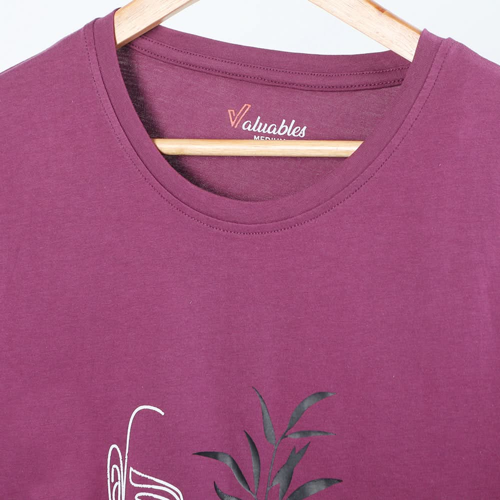 Women's Printed Half Sleeves T-Shirt - Purple, Women T-Shirts & Tops, Chase Value, Chase Value