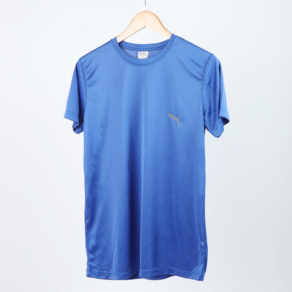 Men's Plain Half Sleeves Round Neck T-Shirt - Blue