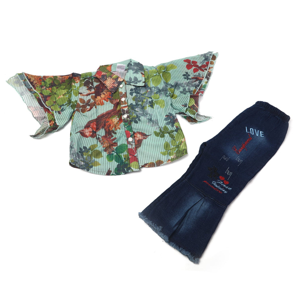 Girls Half Sleeves Suits - Green, Girls Suits, Chase Value, Chase Value