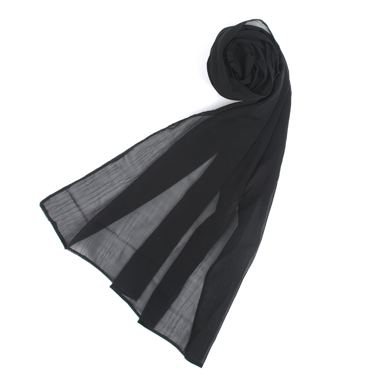 Women's Plain Georgette Stole - Black, Women Shawls & Scarves, Chase Value, Chase Value