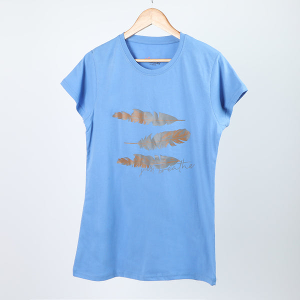 Women's Printed Half Sleeves T-Shirt - Blue, Women T-Shirts & Tops, Chase Value, Chase Value