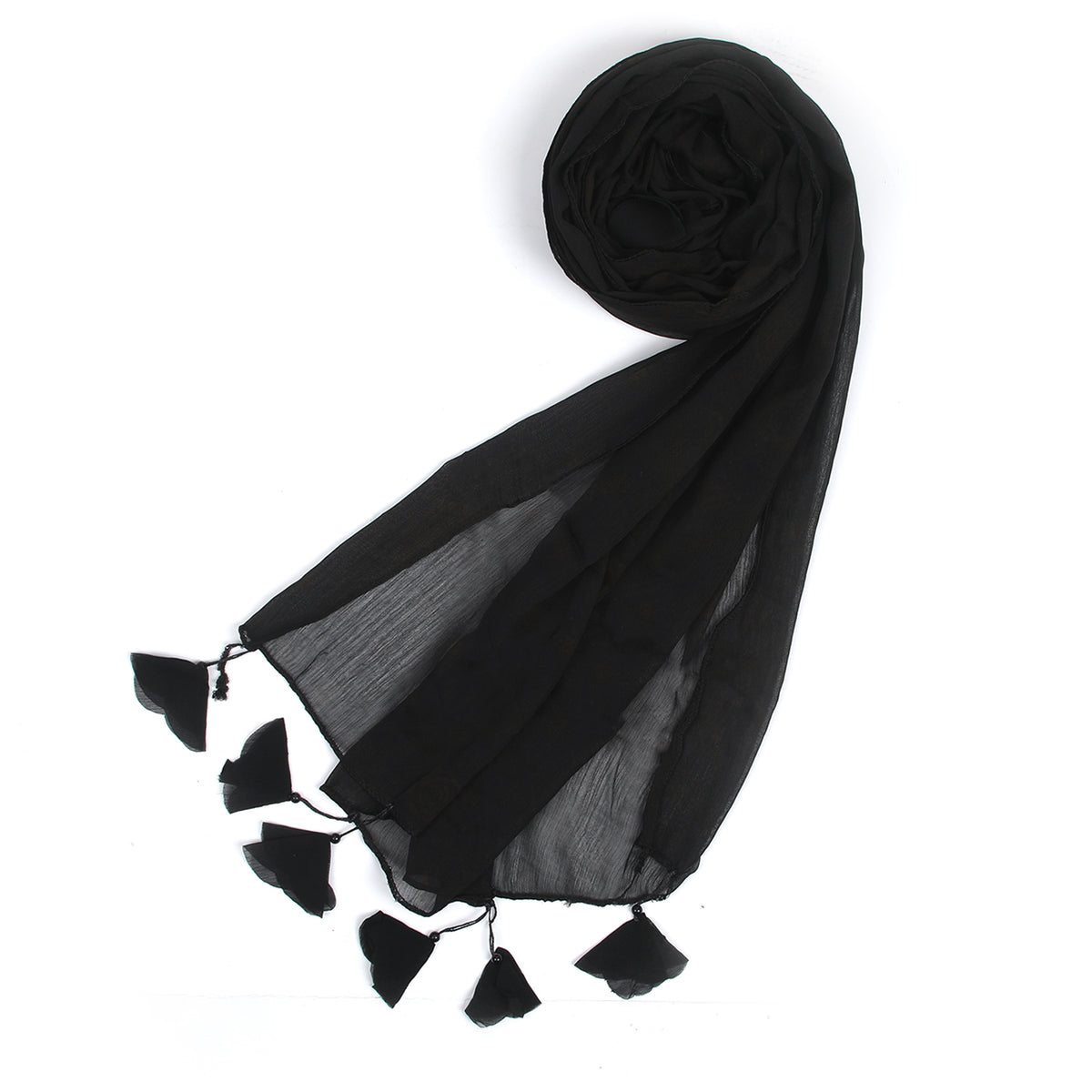 Women's Plain Georgette Stole - Black, Women Shawls & Scarves, Chase Value, Chase Value