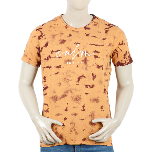 Eminent Men's Round Neck Half Sleeves Printed T-Shirt - Brown