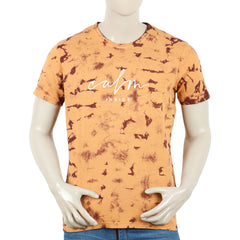 Eminent Men's Round Neck Half Sleeves Printed T-Shirt - Brown