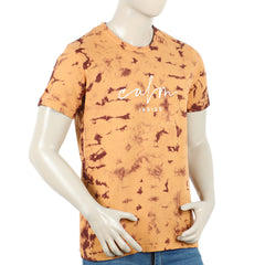 Eminent Men's Round Neck Half Sleeves Printed T-Shirt - Brown