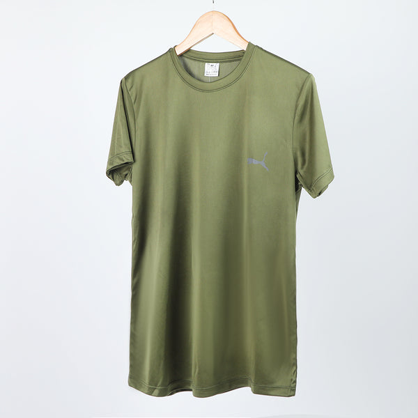 Men's Plain Half Sleeves Round Neck T-Shirt - Green