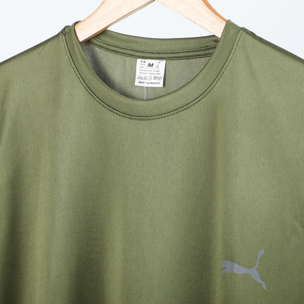 Men's Plain Half Sleeves Round Neck T-Shirt - Green
