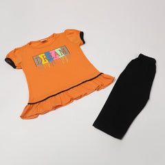 Girl's Half Sleeves Suit - Orange