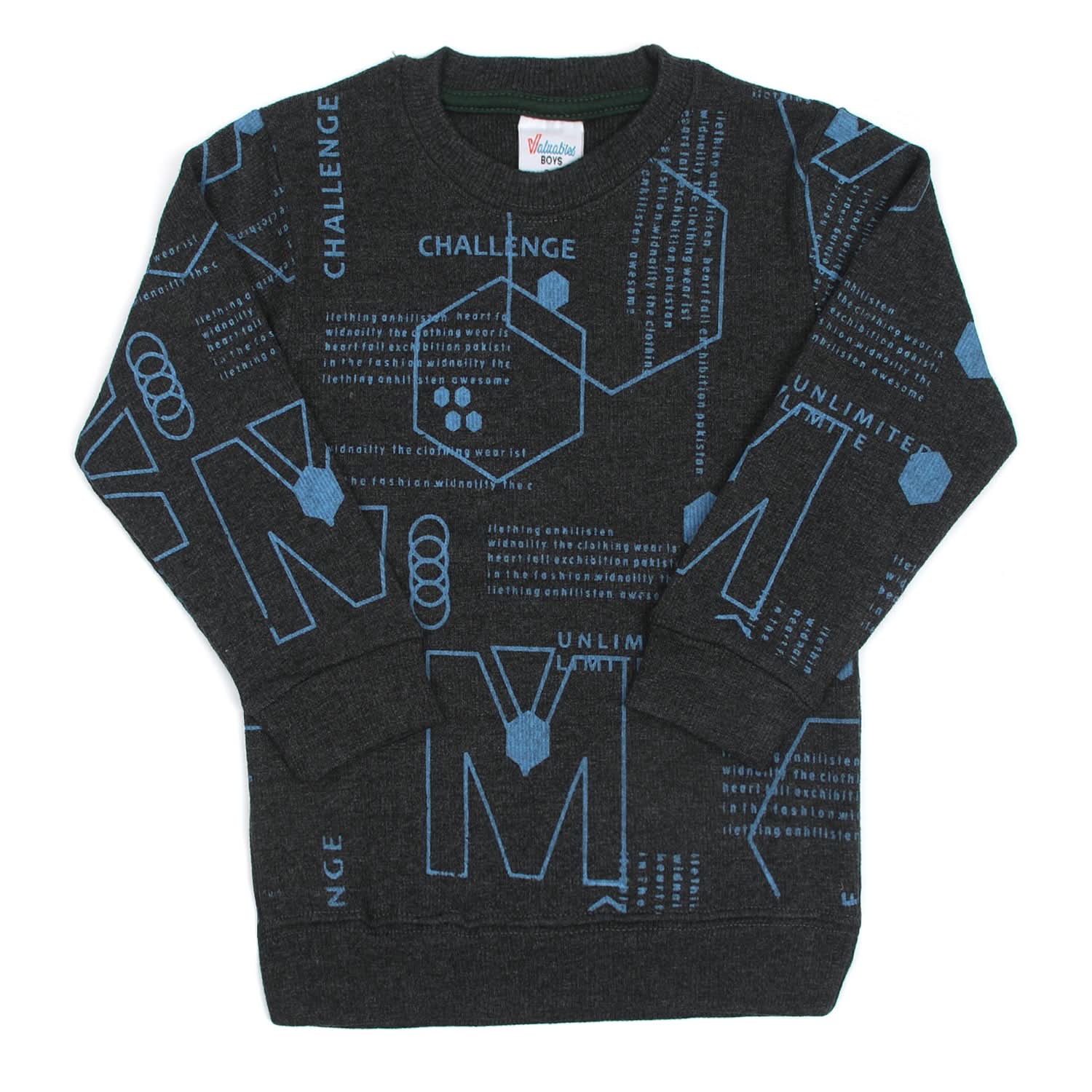 Boys Full Sleeves SweatShirt - Dark Grey, Boys Hoodies & Sweat Shirts, Chase Value, Chase Value