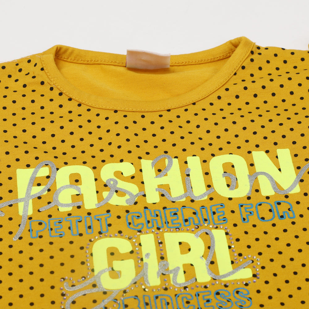 Girls Half Sleeves Short Suit - Mustard, Girls Suits, Chase Value, Chase Value
