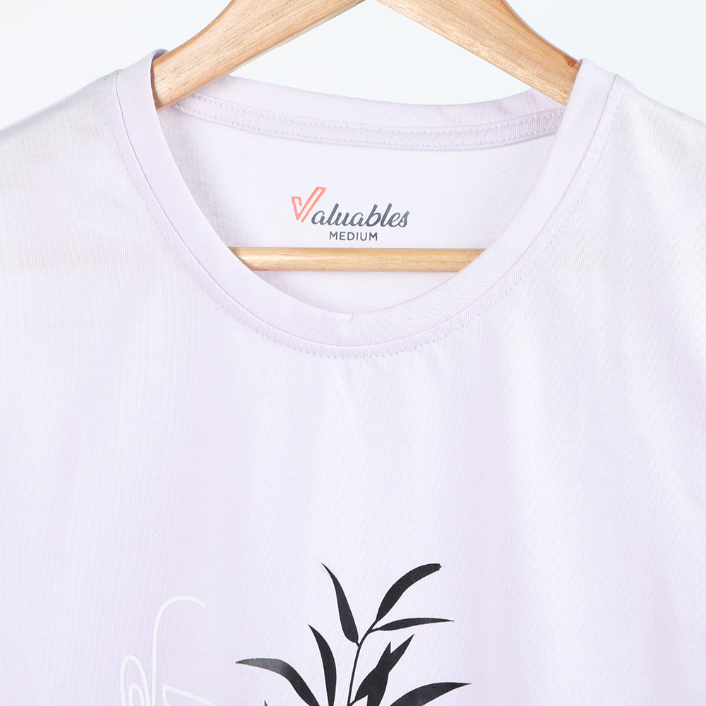 Women's Printed Half Sleeves T-Shirt - Light Purple, Women T-Shirts & Tops, Chase Value, Chase Value