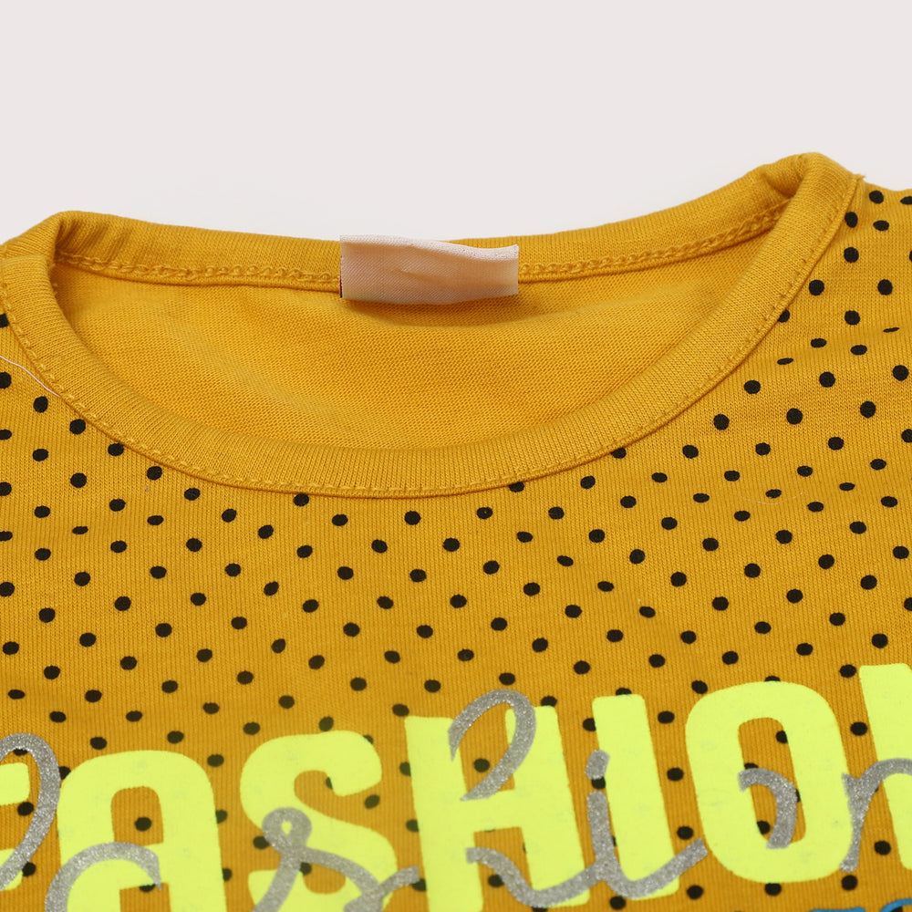 Girls Half Sleeves Short Suit - Mustard, Girls Suits, Chase Value, Chase Value