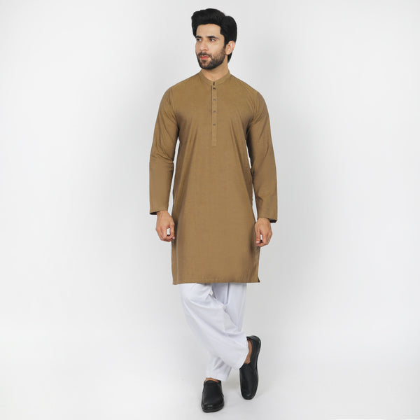 Eminent Men's Plain Kurta - Mehndi