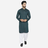 Men's Slim Fit Embroidered Kurta - Teal, Men's Kurtas, Chase Value, Chase Value