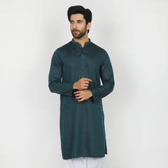 Men's Slim Fit Embroidered Kurta - Teal, Men's Kurtas, Chase Value, Chase Value