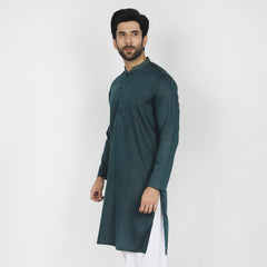 Men's Slim Fit Embroidered Kurta - Teal, Men's Kurtas, Chase Value, Chase Value