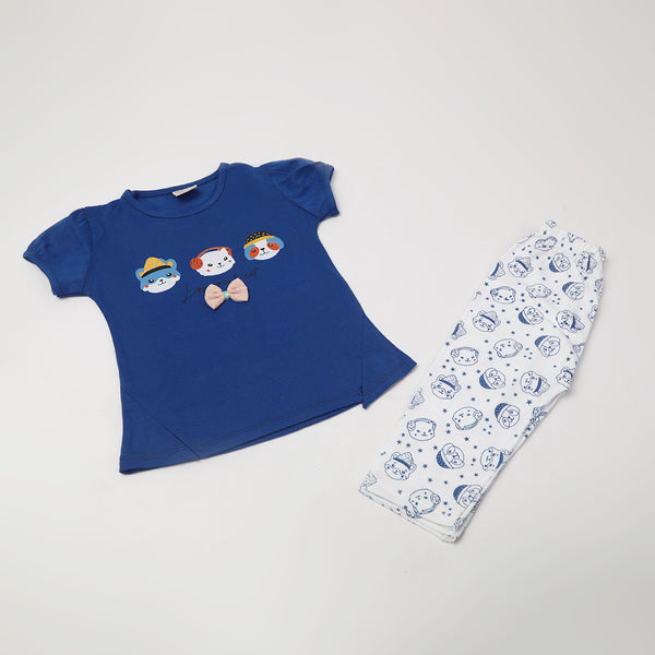 Girl's Half Sleeves Suit - Royal Blue