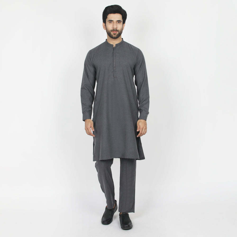 Eminent Men's Embroidered Kurta Pajama Suit - Charcoal, Men's Shalwar Kameez, Eminent, Chase Value