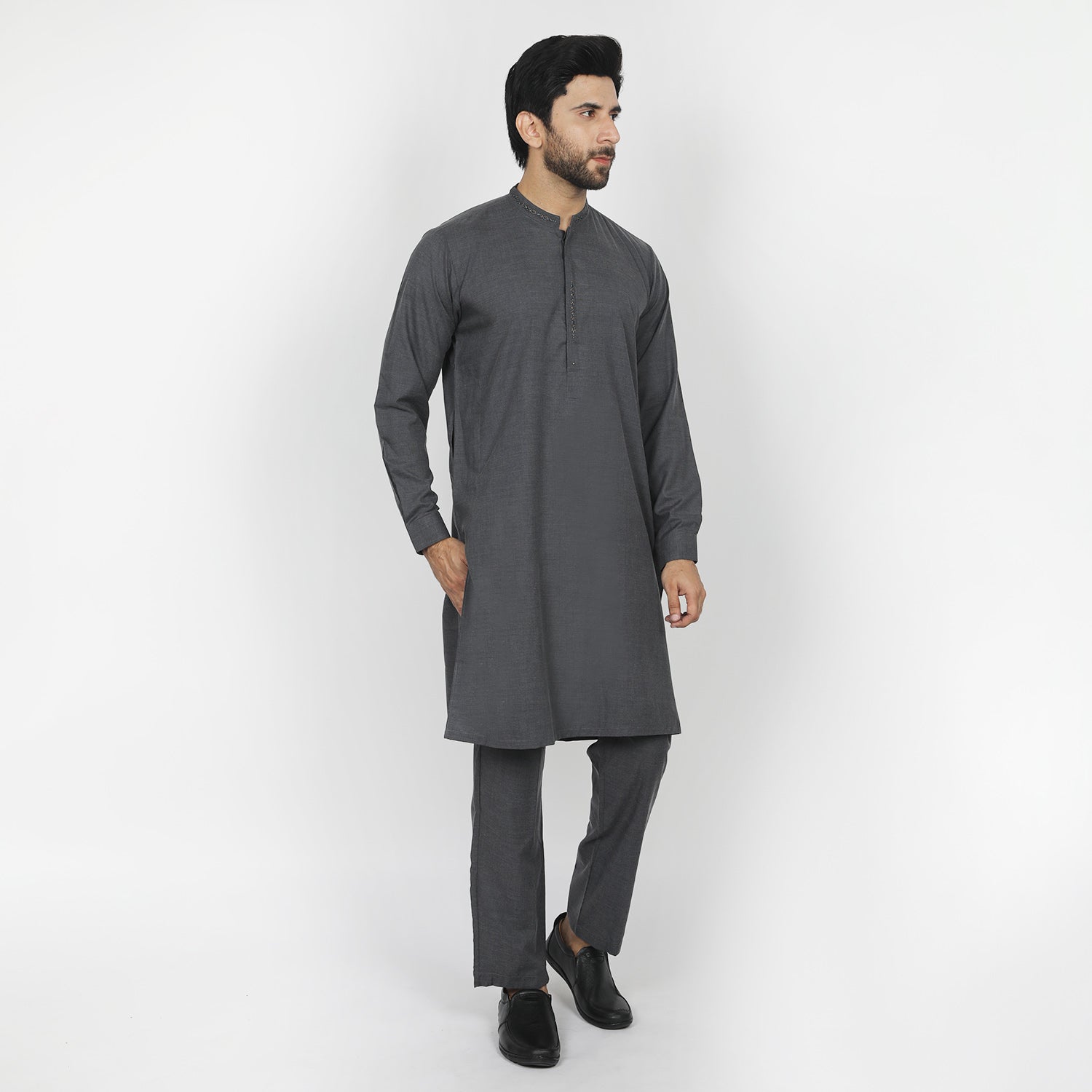 Eminent Men's Embroidered Kurta Pajama Suit - Charcoal, Men's Shalwar Kameez, Eminent, Chase Value