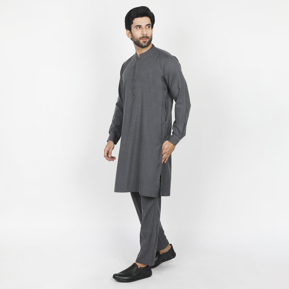 Eminent Men's Embroidered Kurta Pajama Suit - Charcoal, Men's Shalwar Kameez, Eminent, Chase Value