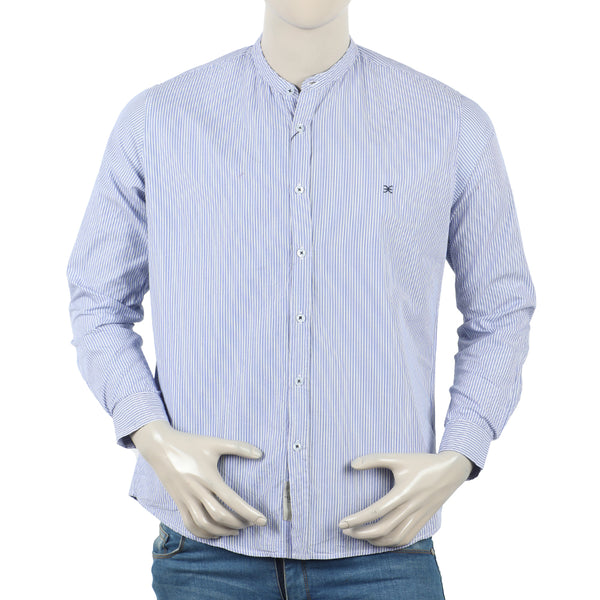 Eminent Men's Casual Stripe Shirt - Mid Blue