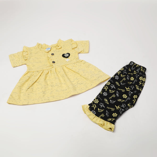 Girls Half Sleeves Suits - Yellow