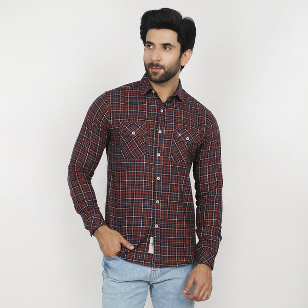 Eminent Men's Casual Check Shirt - Maroon