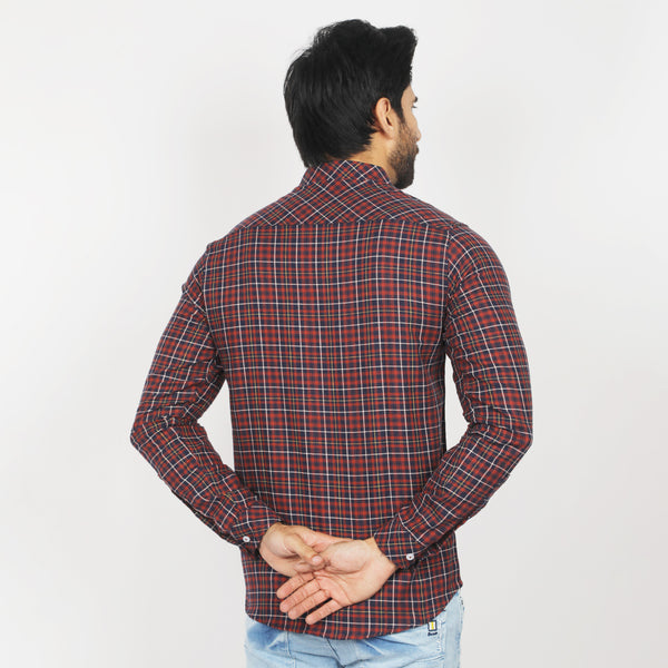 Eminent Men's Casual Check Shirt - Maroon