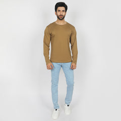 Eminent Men's Full Sleeves Round Neck T-Shirt - Dark Sandy