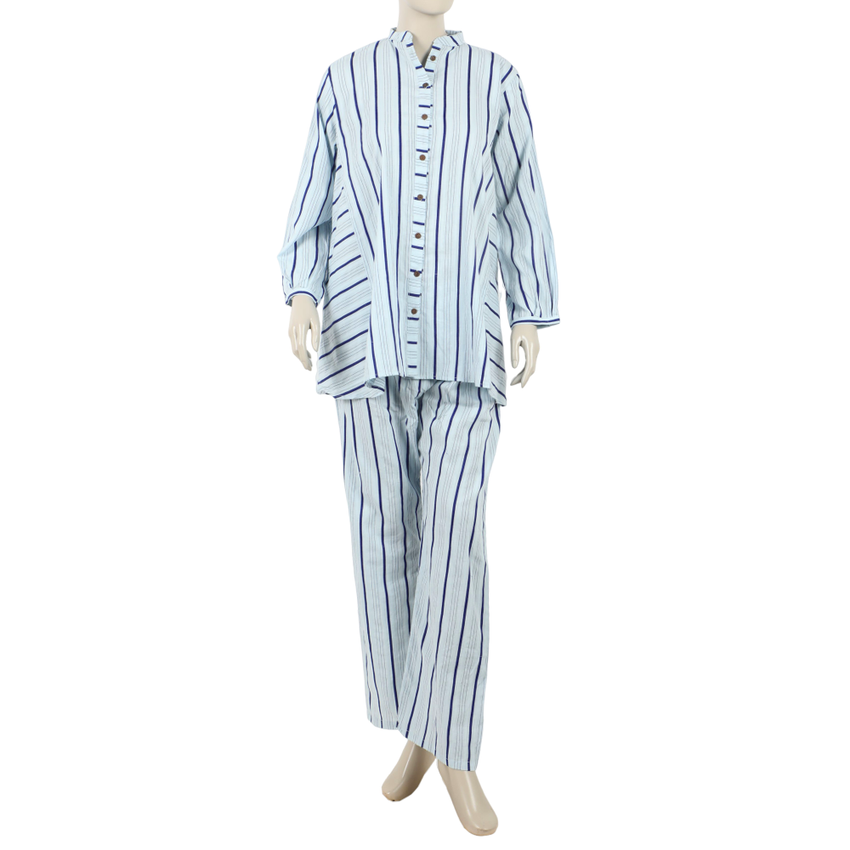 Women's Stripe Western Co-Ord Set - Blue